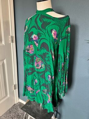 Free People Green Abstract Print Long Sleeve Tunic